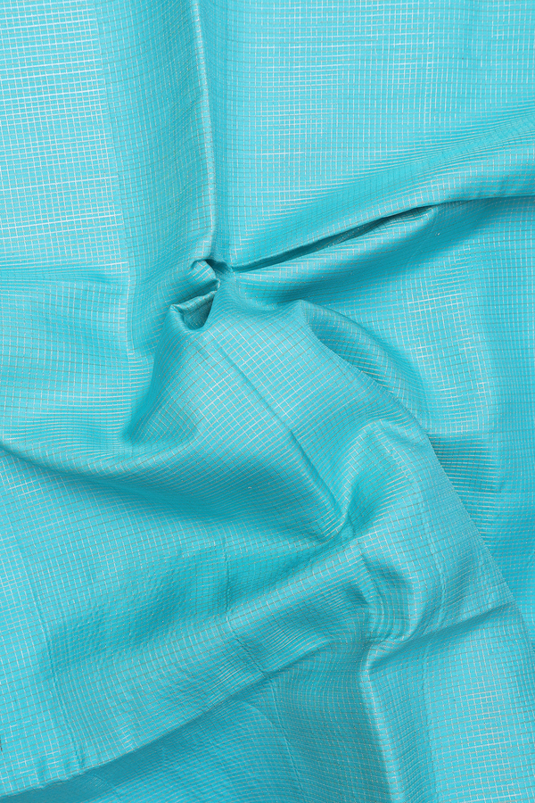 Soft Silk Saree In Turquoise Blue With Stripes Design