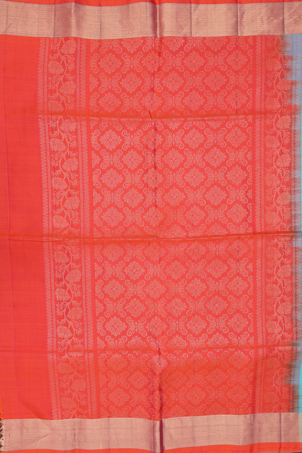 Soft Silk Saree In Turquoise Blue With Zari Motifs