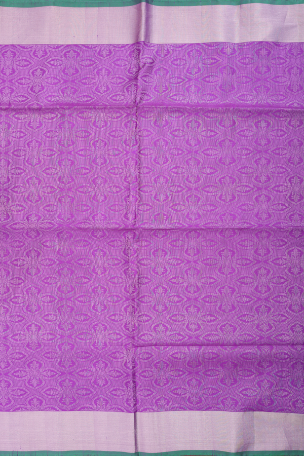 Soft Silk Saree In Violet With Floral Design
