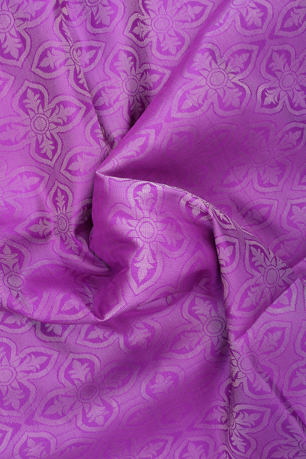 Soft Silk Saree In Violet With Floral Design