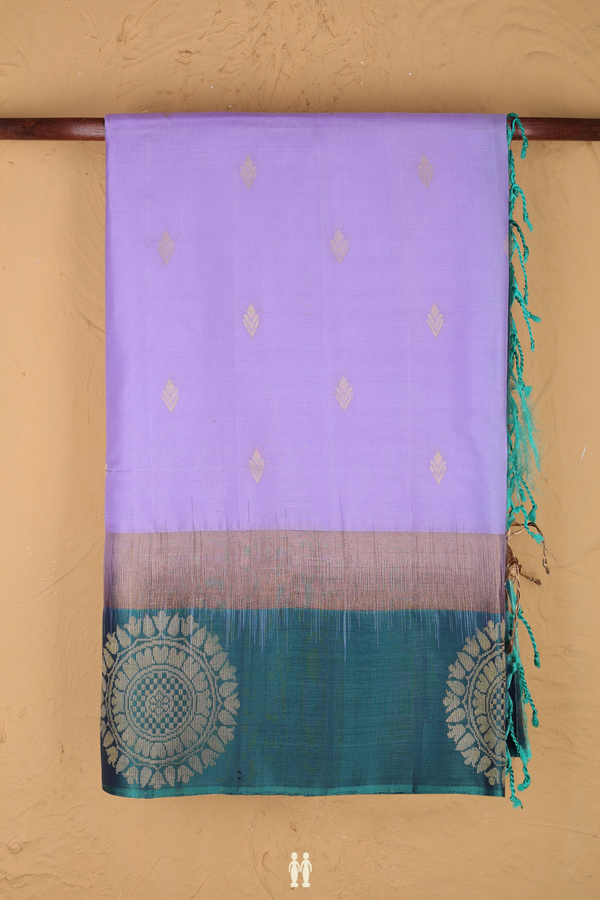 Soft Silk Saree In Violet With Zari Buttas