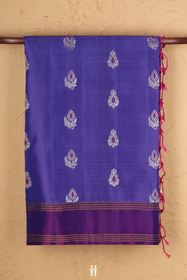 Soft Silk Saree In Violet With Zari Buttas