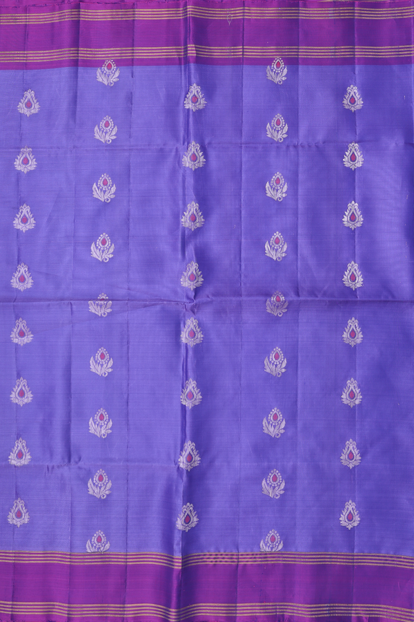 Soft Silk Saree In Violet With Zari Buttas