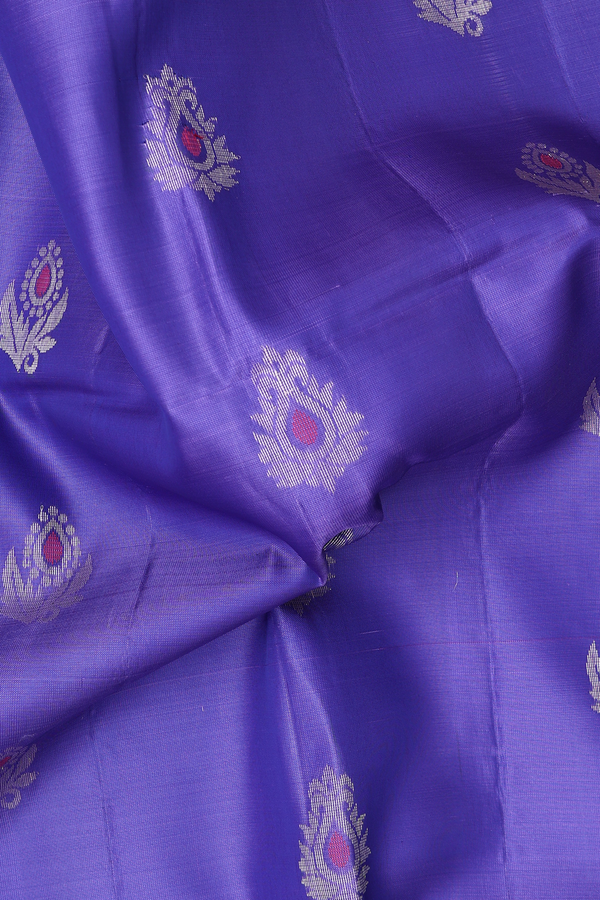 Soft Silk Saree In Violet With Zari Buttas