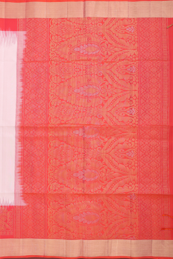 Soft Silk Saree In White With Floral Buttas