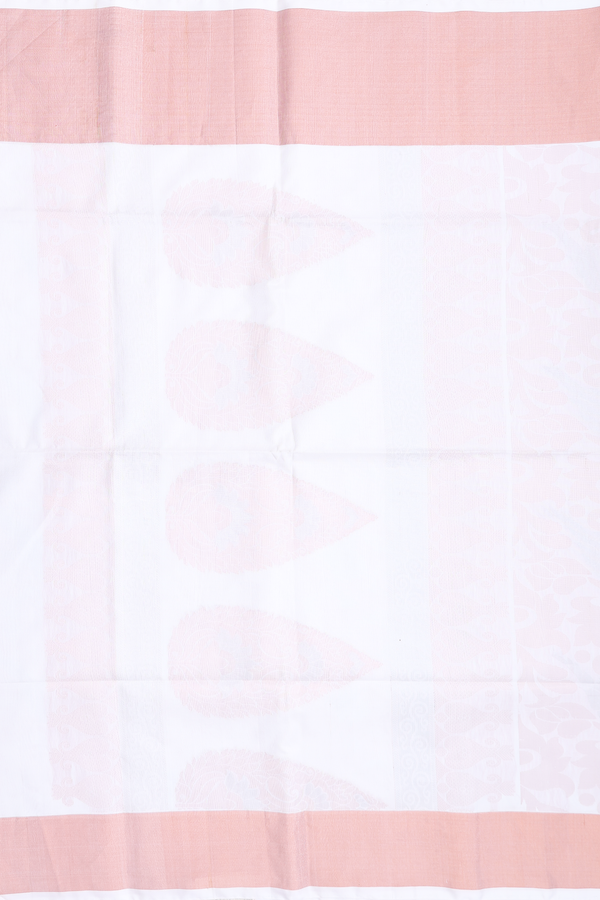 Soft Silk Saree In White With Floral Design