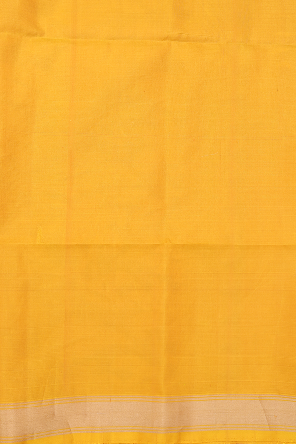 Soft Silk Saree In Yellow And Orange With Stripes Design