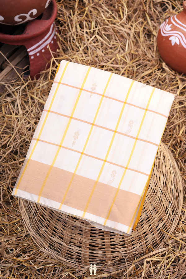 Soft Silk Saree In Yellow With Floral Buttas