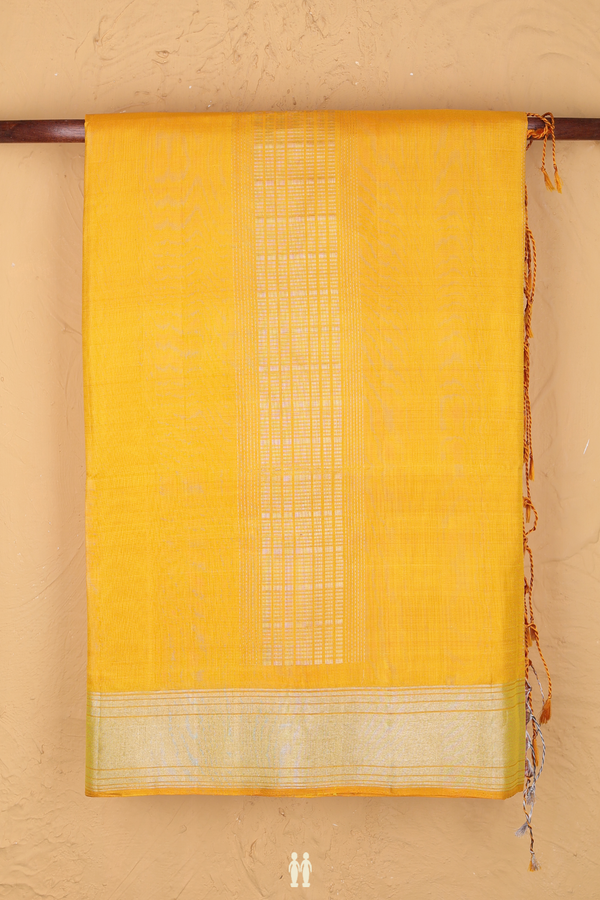 Soft Silk Saree In Yellow With Stripes Design