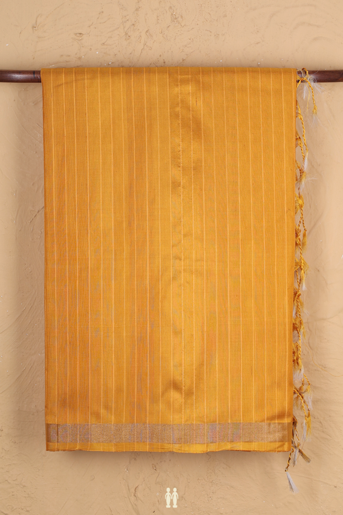 Soft Silk Saree In Yellow With Stripes Design