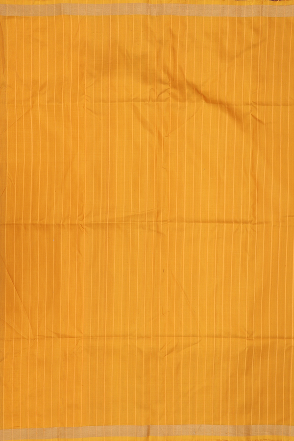 Soft Silk Saree In Yellow With Stripes Design