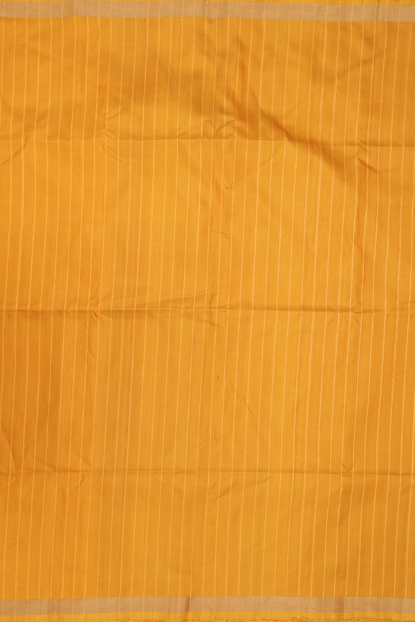 Soft Silk Saree In Yellow With Stripes Design