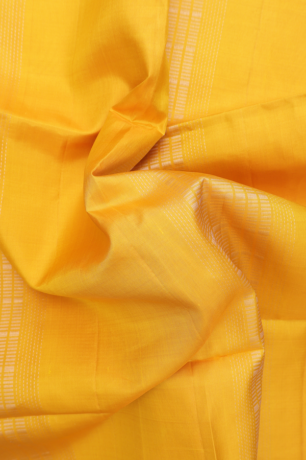Soft Silk Saree In Yellow With Stripes Design
