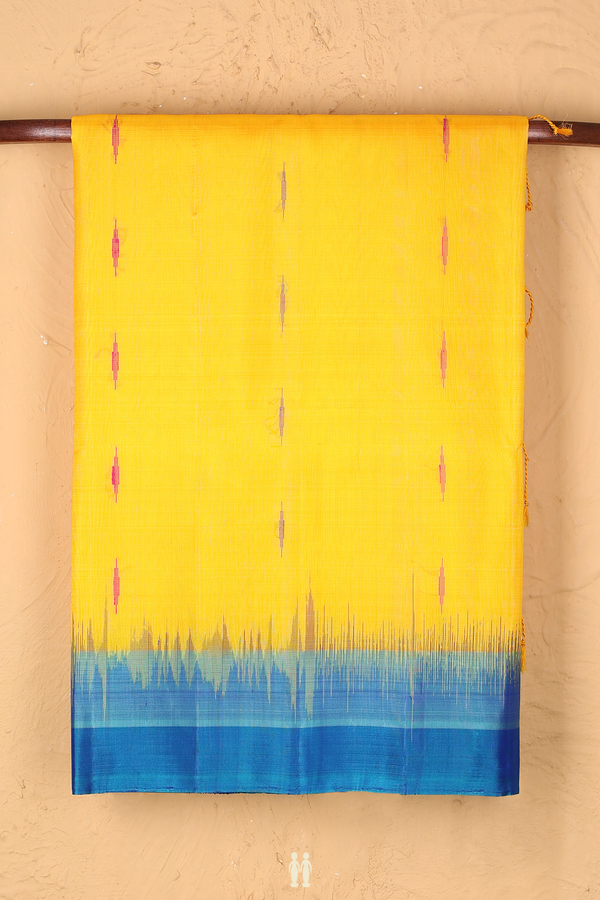 Soft Silk Saree In Yellow With Threadwork Buttas