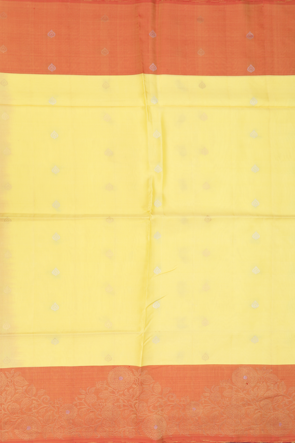 Soft Silk Saree In Yellow With Zari Buttas