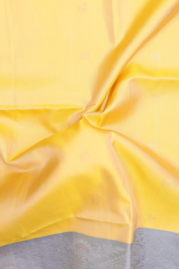 Soft Silk Saree In Yellow With Zari Buttas