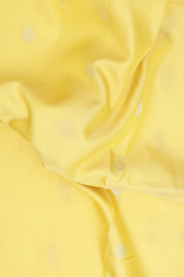 Soft Silk Saree In Yellow With Zari Buttas