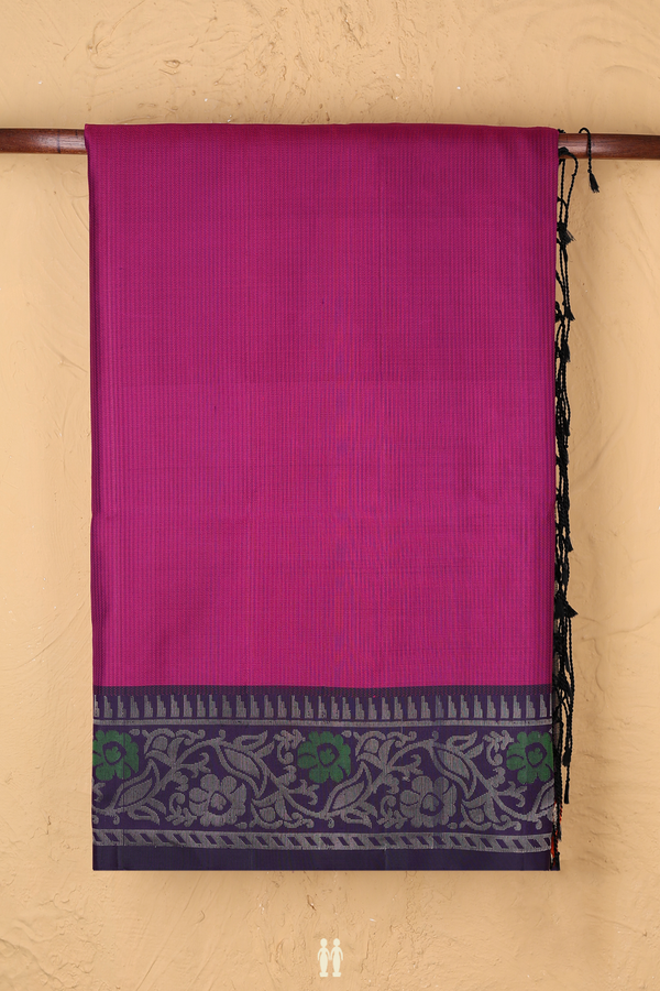 Soft Silk Saree Plum Purple With Stripes Threadwork Design
