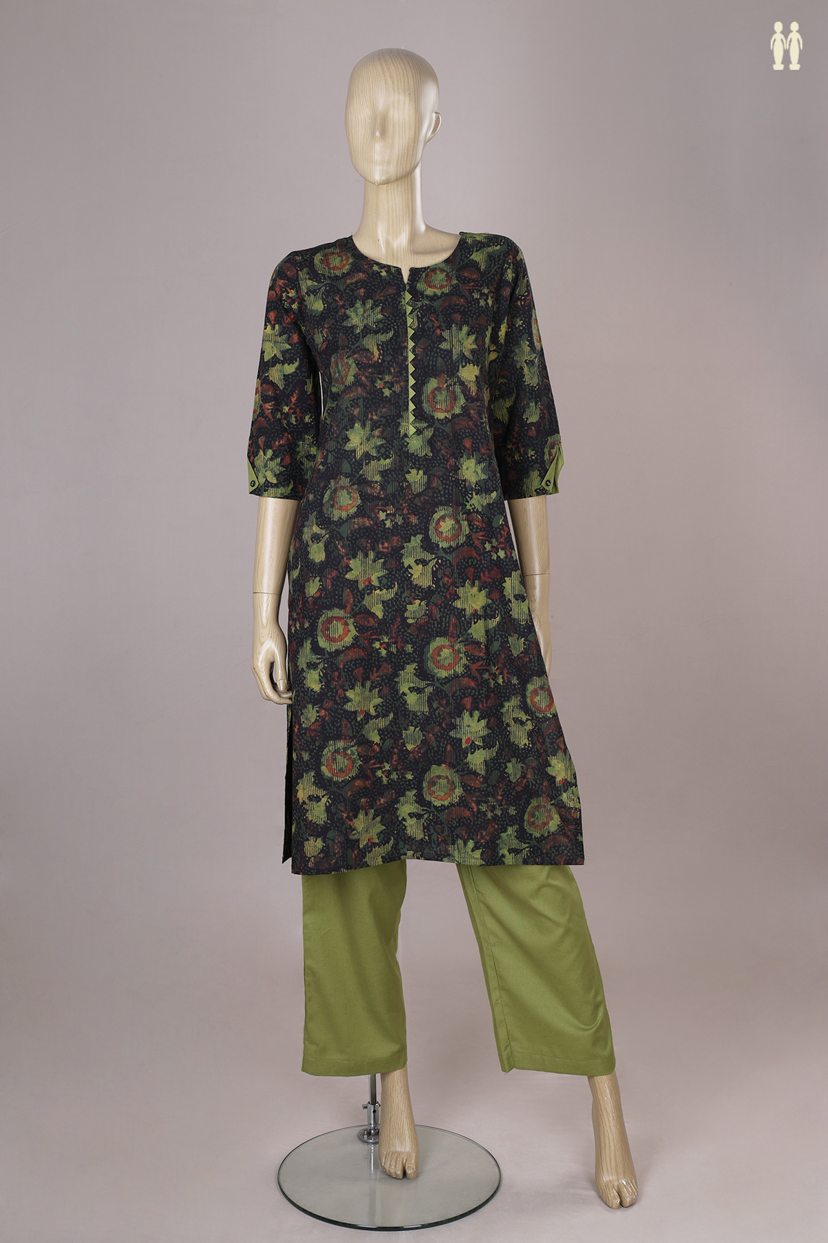 Split Neck Allover Design Multicolor Ajrakh Cotton Salwar Set
