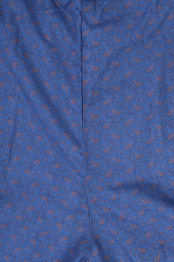 Split Neck Floral Design Blue Semi Silk Salwar Set