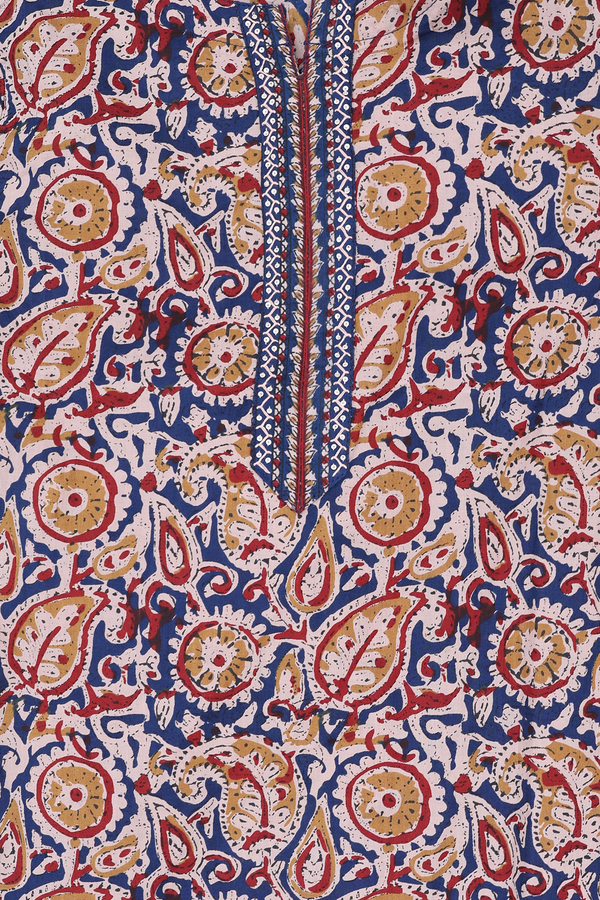 Split Neck Floral Design Multicolor Cotton Salwar Set