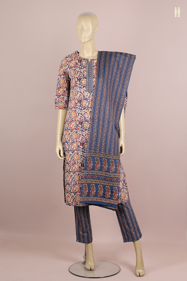Split Neck Floral Design Multicolor Cotton Salwar Set