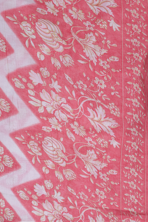 Split Neck Floral Design Pink Cotton Salwar Set