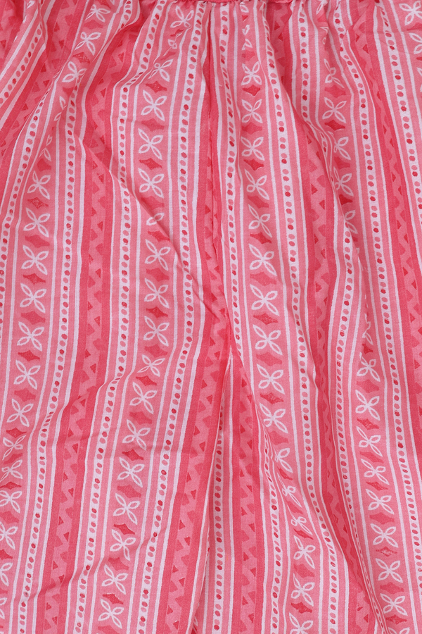 Split Neck Floral Design Pink Cotton Salwar Set