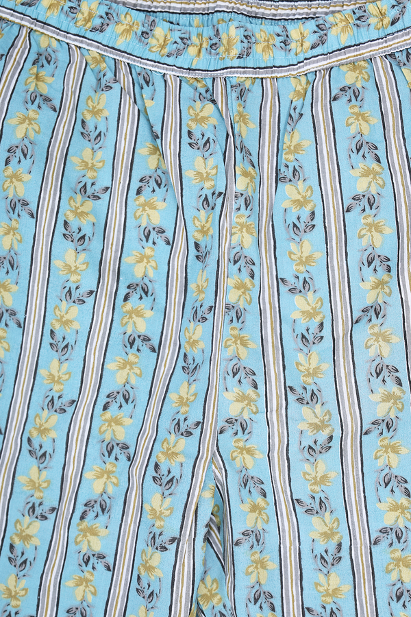 Split Neck Printed Design Turkish Blue Cotton Salwar Set