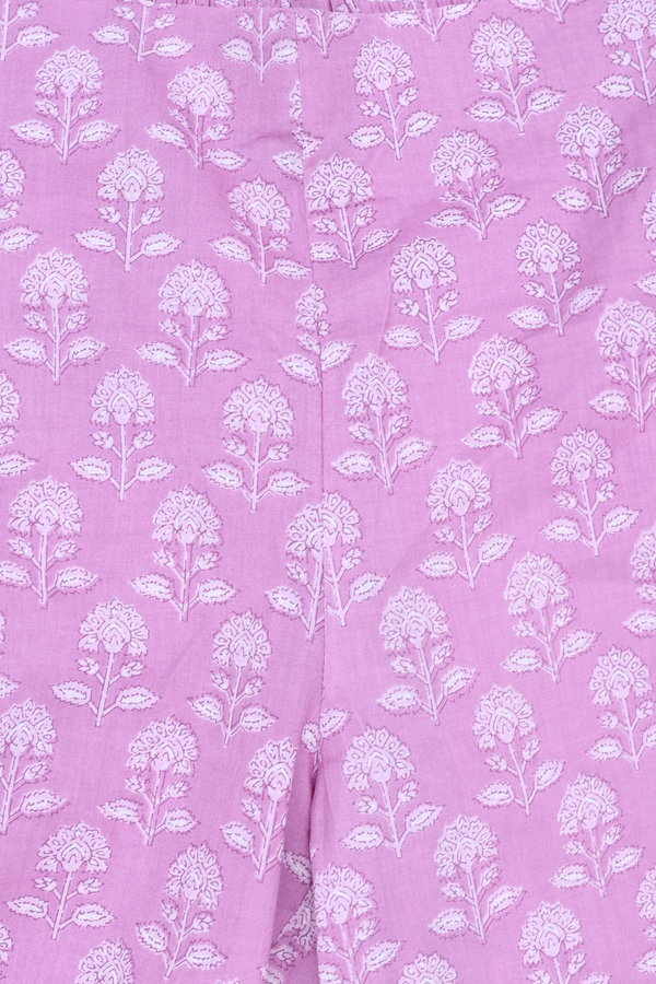 Split Neck Floral Design White Cotton Salwar Set