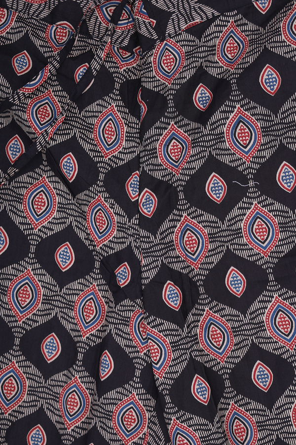 Split Neck Ogee Design Red Cotton Salwar Set