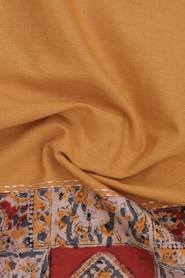 Split Neck Plain Mustard Yellow Cotton Short Top