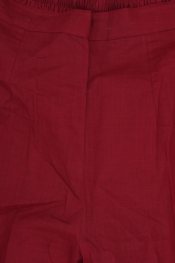 Split Neck Plain Red Cotton Salwar Set