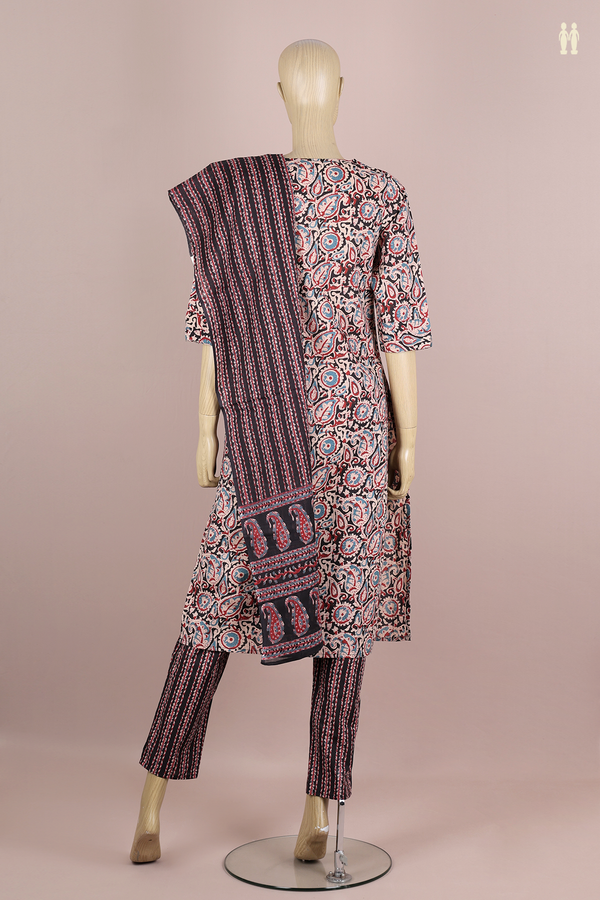 Split Neck Printed Multicolor Kalamkari Cotton Salwar Set