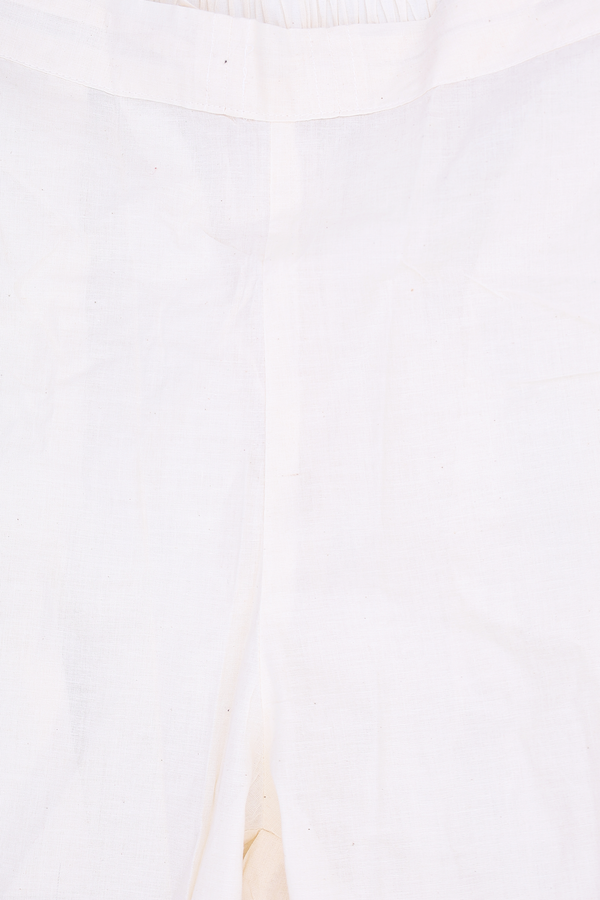 Split Neck Threadwork Buttas White Cotton Salwar Set