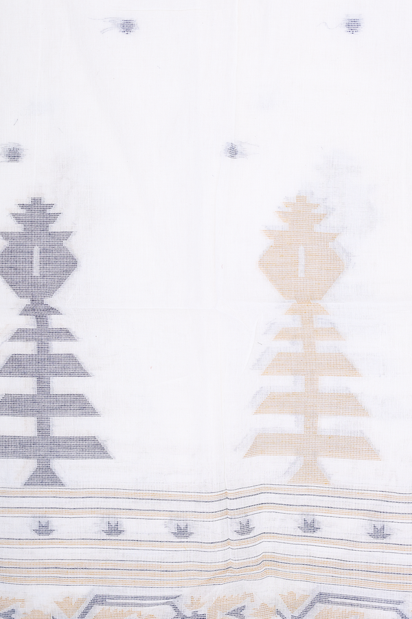 Split Neck Threadwork Buttas White Cotton Salwar Set