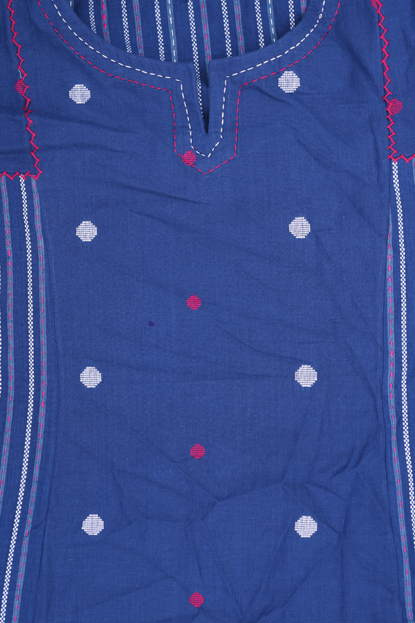 Split Neck Threadwork Buttas Berry Blue Cotton Salwar Set