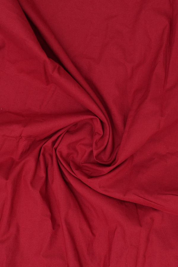 Split Neck Threadwork Design Red Cotton Salwar Set