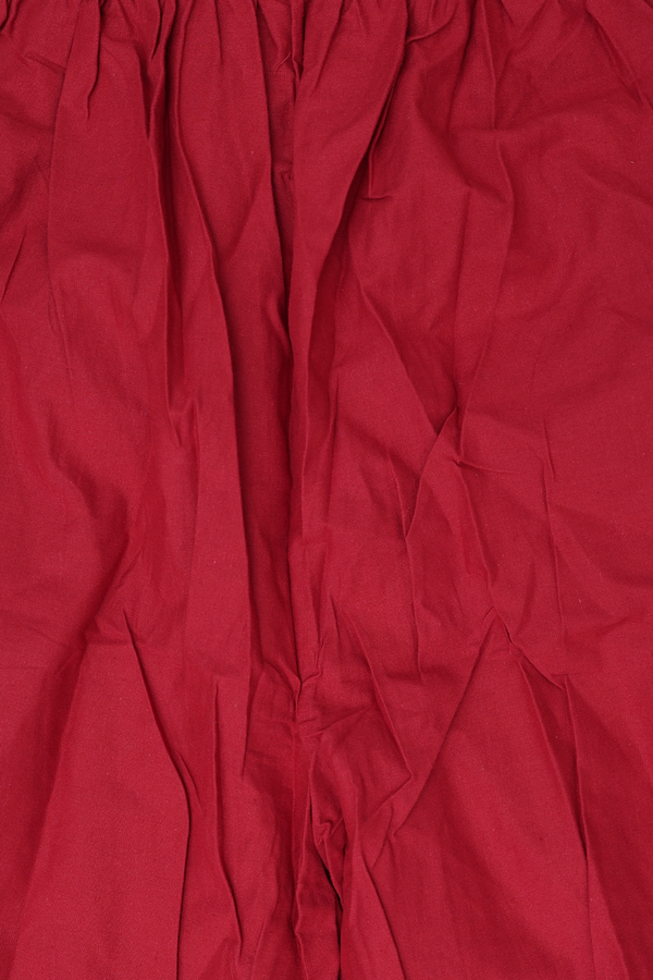 Split Neck Threadwork Design Red Cotton Salwar Set