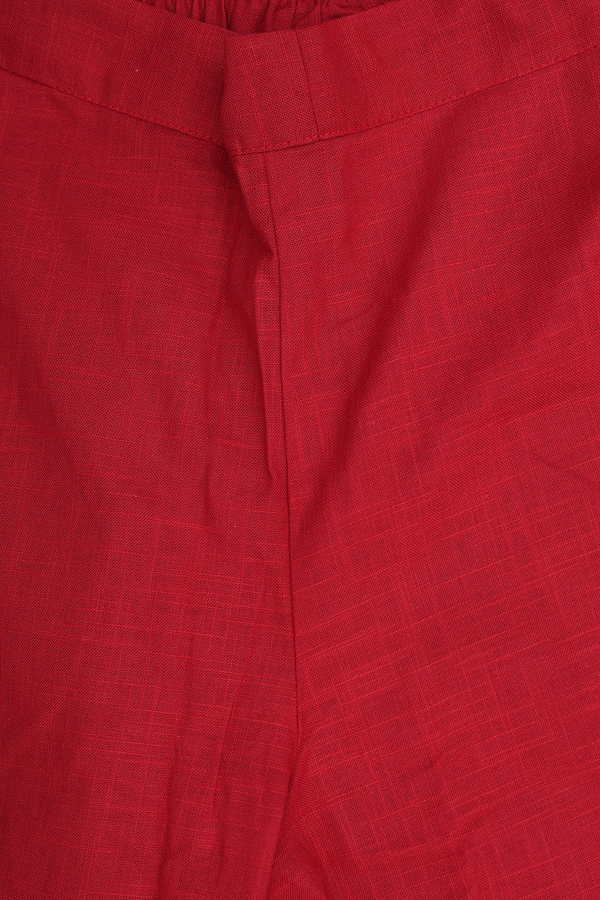 Split Neck Threadwork Design Red Cotton Salwar Set