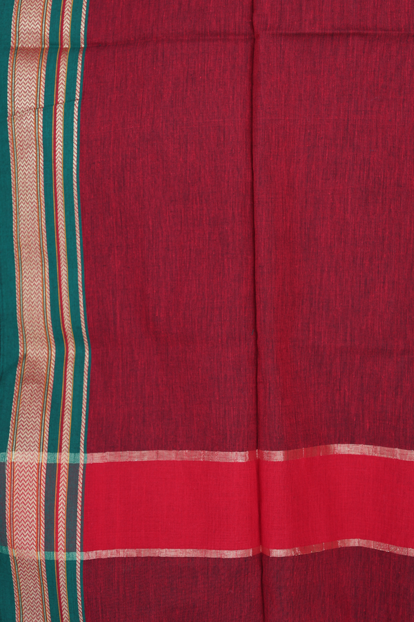 Split Neck Zari Buttas Red Cotton Salwar Set