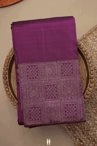 Square Buttas Plum Purple Kanchipuram Silk Saree