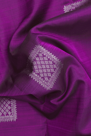Square Buttas Plum Purple Kanchipuram Silk Saree