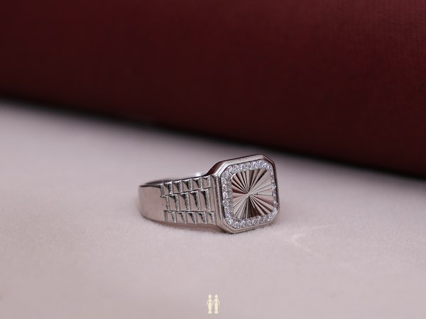 Crystal Stone Pure Silver Ring