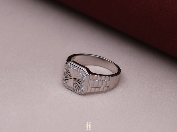 Crystal Stone Pure Silver Ring