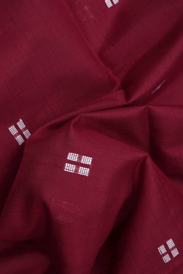 Square Threadwork Buttas Burgundy Red Jute Saree