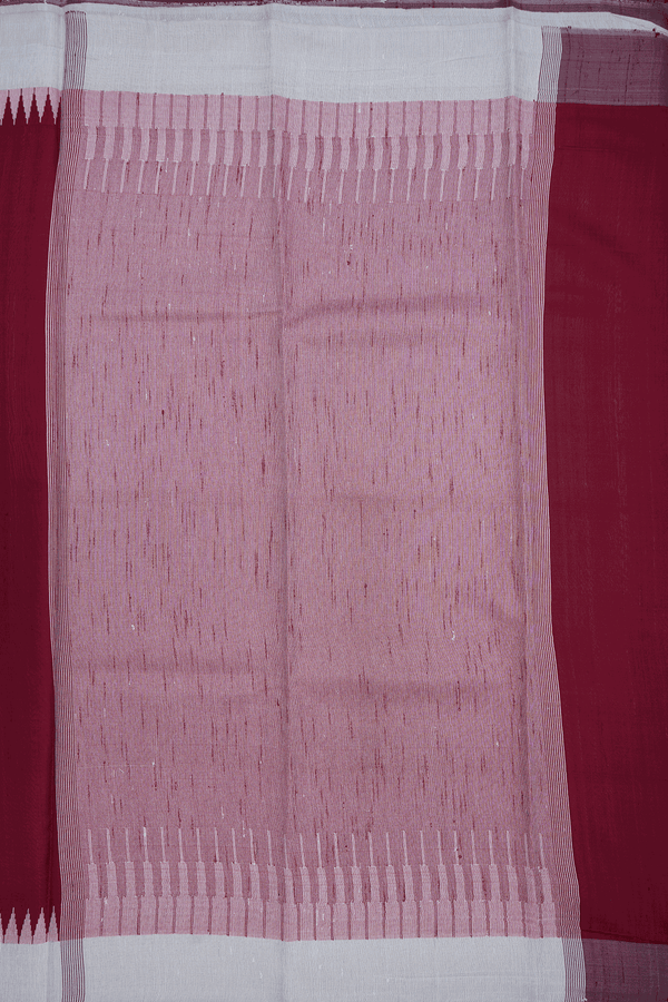 Square Threadwork Buttas Burgundy Red Jute Saree