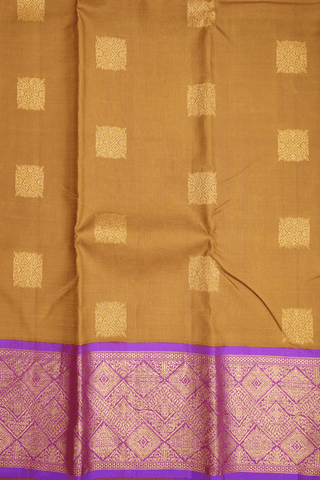 Square Zari Motifs Peanut Brown Kanchipuram Silk Saree