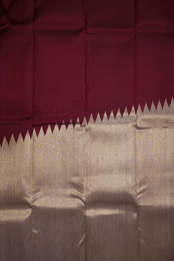 Step Border Plain Maroon Kanchipuram Silk Saree