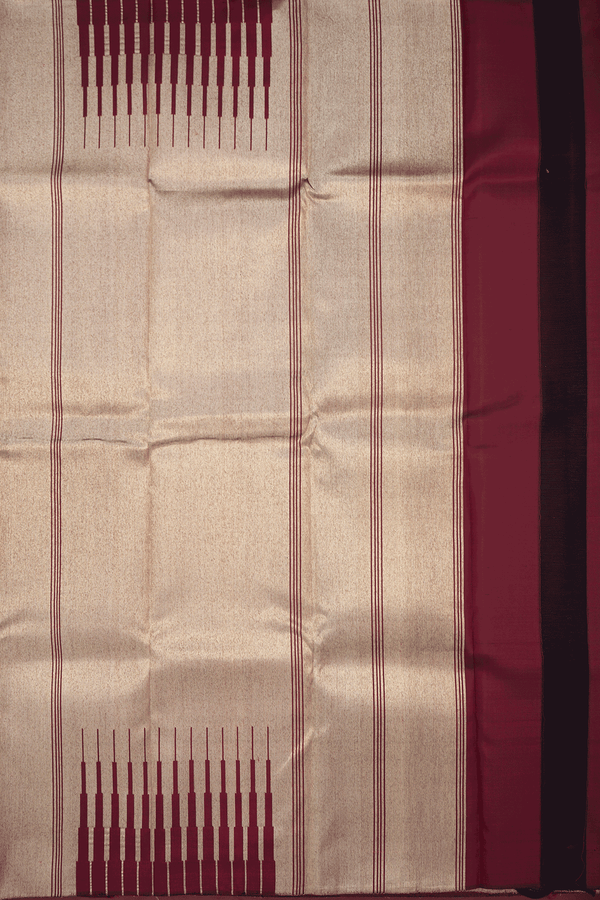 Step Border Plain Maroon Kanchipuram Silk Saree
